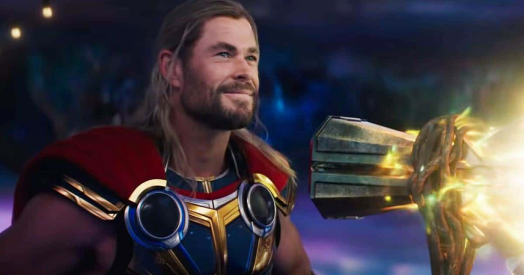 Thor using Stormbreaker to find Gorr the God Butcher